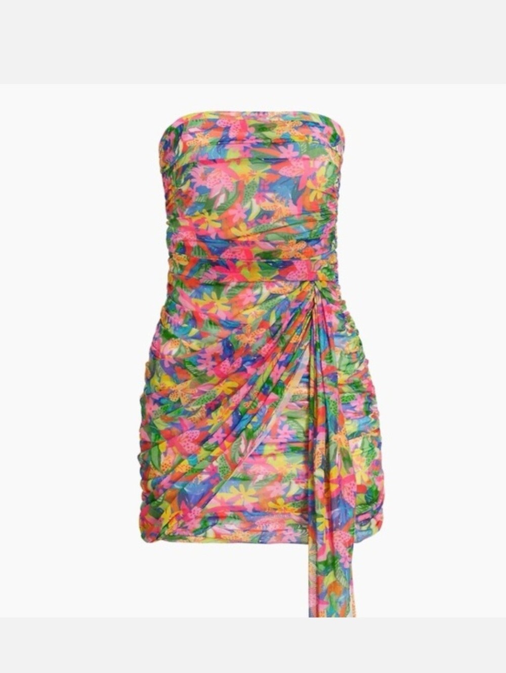 NWT Amanda Uprichard Floral Anja Strapless Ruched Mini Dress – Sz Extra Small
